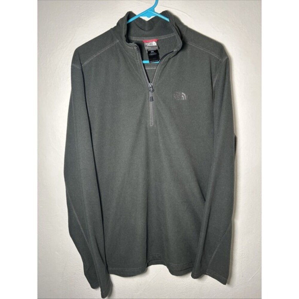 The North Face Men’s Medium‎ Gray 1/4 Zip Textured Fleece Pullover Sweater EUC
